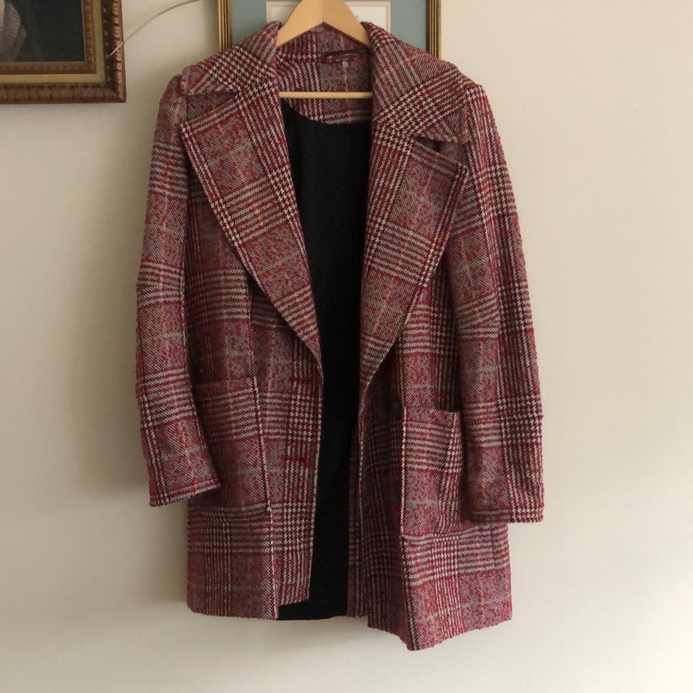 Free People Plaid Peacoat